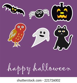 Halloween Sticker with ghost,spider,pumpkin lantern,bat and cat