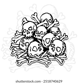 Halloween sticker hand drawn vector vintage engraving