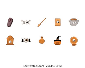 Halloween Sticker Illustration Element Set