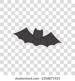 halloween sticker illustration, png background with design element for halloween, bat
