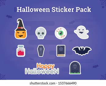 Halloween Sticker Pack: flat vector sticker illustrations