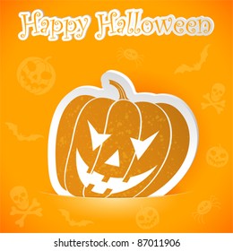 Halloween sticker with pumpkin, element for design, vector illustration