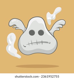 Halloween sticker. Pumpkin, Skull, Vampire lips, bat, ghost, skeleton, witch. Print for t-shirt. Vector illustration