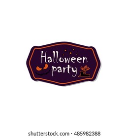 Halloween sticker. Scrapbook elements. Vector illustration. Halloween symbols and attributes. Halloween party invitation template. Holiday celebration poster or card.