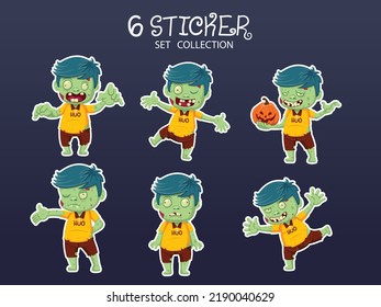 Halloween Sticker Set Collection. Concept Cartoon Halloween Day Elements. Vector Illustration For Holiday. Halloween characters collection