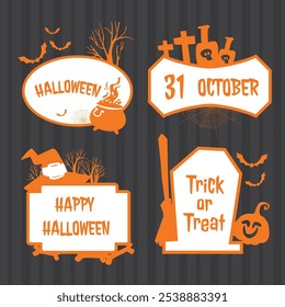 Halloween Sticker Set illustration and vector.