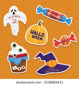 Halloween Sticker Set ilustração e vetor.