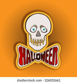 Halloween sticker with skull on a yellow background