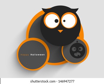 Halloween sticker, tag or label with owl and space for your message.