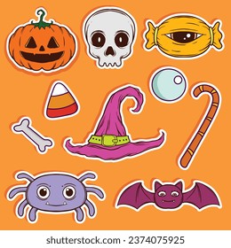 Halloween sticker vector with illustration, perfect for office, company, school, social media, advertising, sales, printing and more