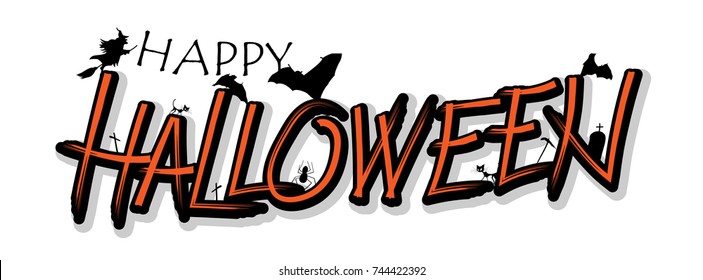 Halloween sticker. Word vector isolated on white