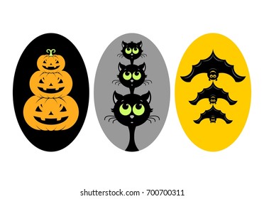 Halloween, stickers or badges, icons or logos in modern line style. Vector illustration.