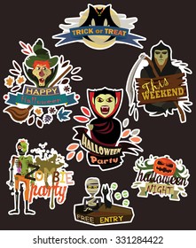 Halloween stickers. Isolated dark background