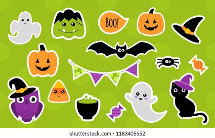 Halloween stickers for kids. Isolated. Vector