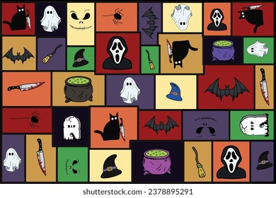 Paquete de stickers de Halloween. Ilustraciones de Halloween 
