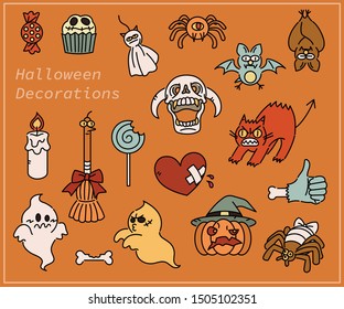 Halloween stickers set. flat design style minimal vector illustration.