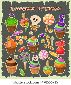 Halloween stickers.Traditional sweets and candies