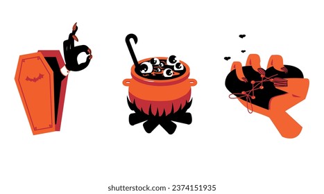 Halloween stikers. Poisons, potions, zombies and vampires