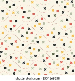 Halloween Stitches seamless pattern. Childish background. Holiday design. Vector illustration.