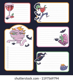 Halloween stlickers and notes printable design. Vector illustration