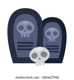 halloween stones graveyards and skull vector illustration design