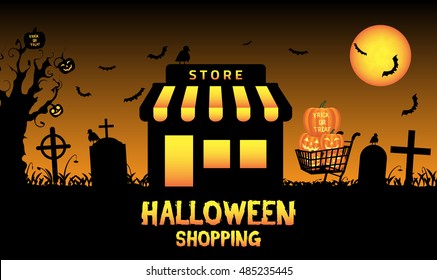 Halloween store shop in a graveyard