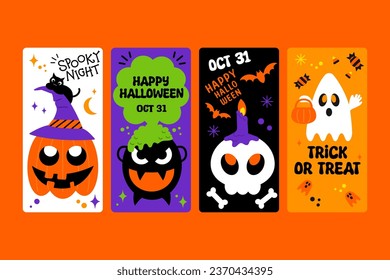 Halloween stories collection design vector in a flat style