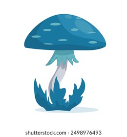 Halloween stories, harvest festiva, illustration isolated blue mushrooms.