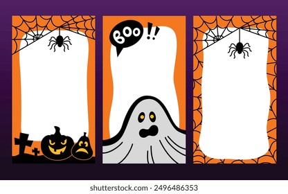Halloween Stories Social Media Template.Flyer Pack,Halloween Party Poster.Invitation Card.Vector Flat Illustration
