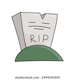 Halloween stories. Stone tombstone with the inscription RIP. Halloween decoration