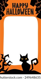Halloween stories template for social media.Flyer,poster for Halloween party.Postcard invitation.Vector flat illustration