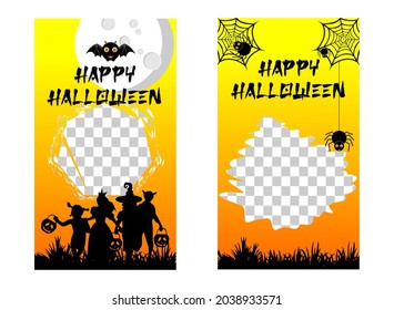 Halloween story vector template for social media. fully editable and Ready to use with your photos