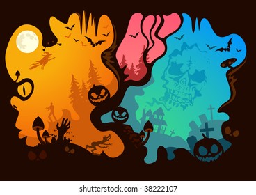 Halloween Story... what can you see? Vector illustration.