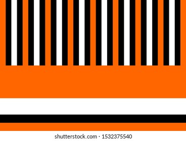 Halloween Stripes Vector Pattern. Orange, Black and White Diagonal and Horizontal Lines. Modern Striped Background.