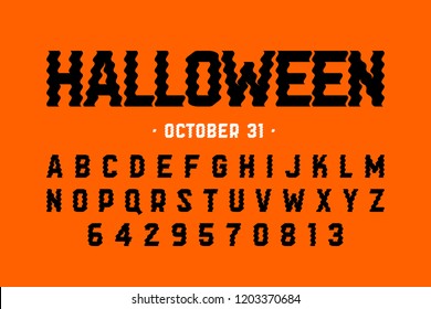 Halloween style font design, Halloween theme alphabet letters and numbers vector illustration