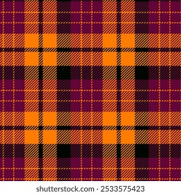 Vetor de padrão sem costura estilo de Halloween. Plano de fundo gráfico tartan design de moda uso para impressão, textura, pano, tecido, flanela.	
