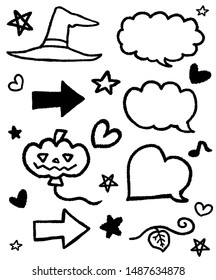 Halloween style speech bubble icon set monochrome