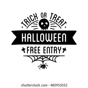 Halloween stylish logo Black vector illustration for card, invitation and banner. Isolated on white background.