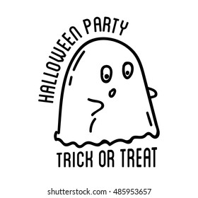 Halloween stylish logo Black vector illustration for card, invitation and banner. Isolated on white background.