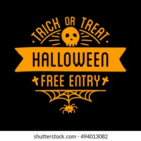 Halloween stylish logo Black vector illustration for card, invitation and banner. Isolated on white background.