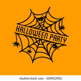 Halloween stylish logo Black vector illustration for card, invitation and banner. Isolated on white background.