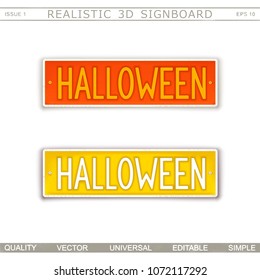 Halloween. Stylized car license plate. Top view. Vector design elements