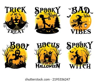 Halloween sublimation design bundle
Halloween 2022 t-shirt design template. Halloween trendy quote, element and lettering vector illustrations.
