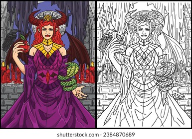 Halloween Succubus Coloring Page Illustration