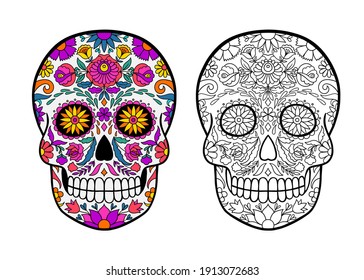Halloween sugar skull coloring page