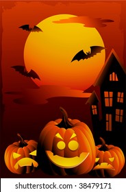 Halloween sunset vector illustration