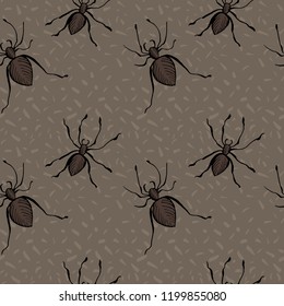 Halloween Surface Seamless Pattern with Spiders. Ready for print in fabric textile design