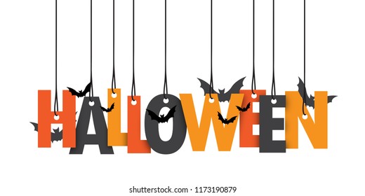 HALLOWEEN suspended letters banner with bats