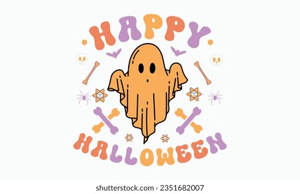 halloween svg design bundle, Retro halloween svg, happy halloween vector, pumpkin, witch, spooky, ghost, funny halloween t-shirt quotes Bundle, Cut File Cricut, Silhouette 