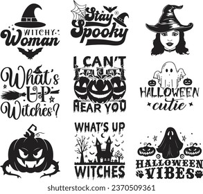 Halloween SVG's Bundle, T shirt Design Bundle, Pillow Design Bundle, Cup Design Bundle